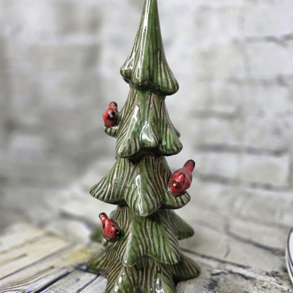 Holiday Limited Edition Cardinal Tree Ceramic Appx 12 Inches Tall